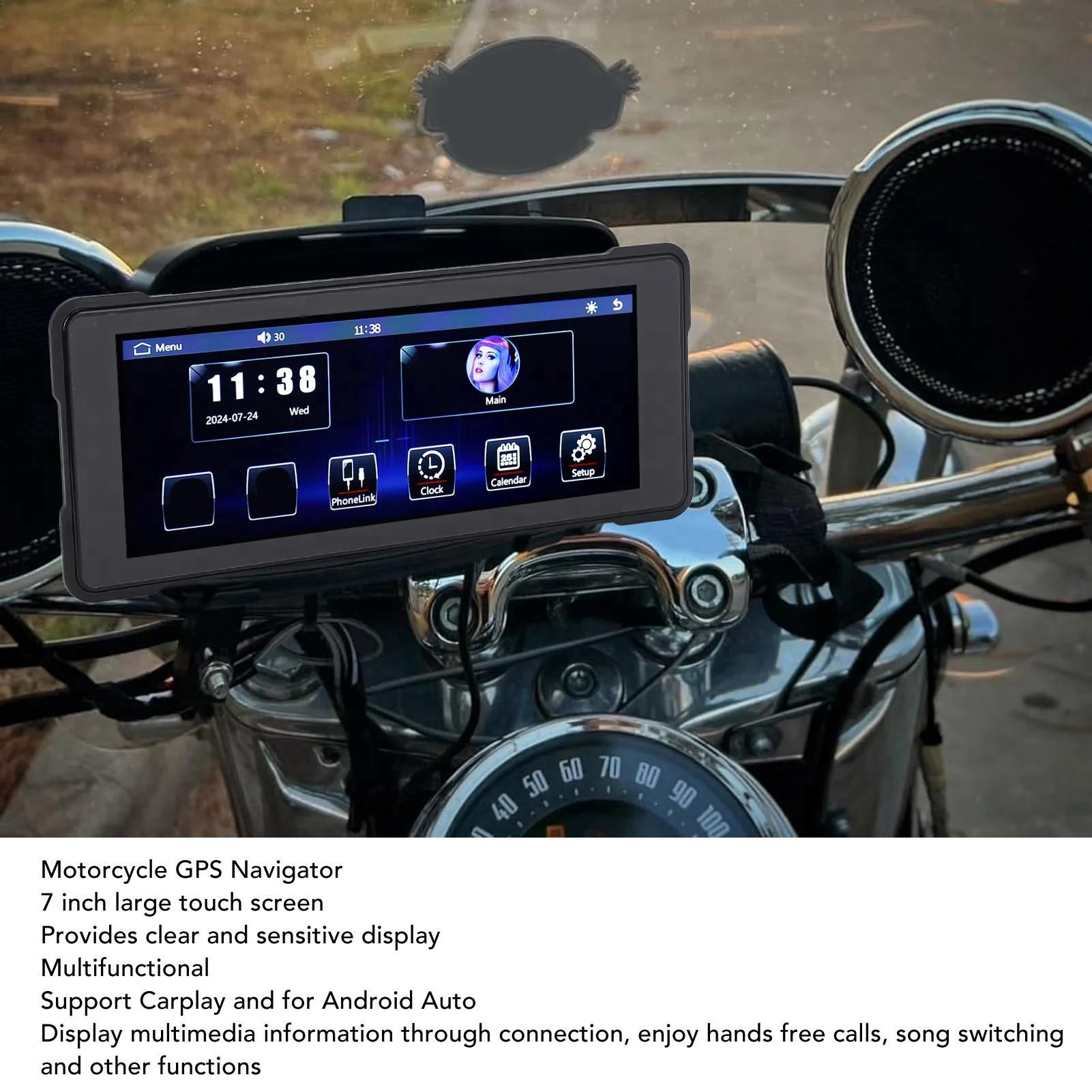 

Motorcycle GPS Navigator Waterproof Motorcycle Carplay Dual Bluetooth Anti Theft For Android Auto Remote Control for Motorbike