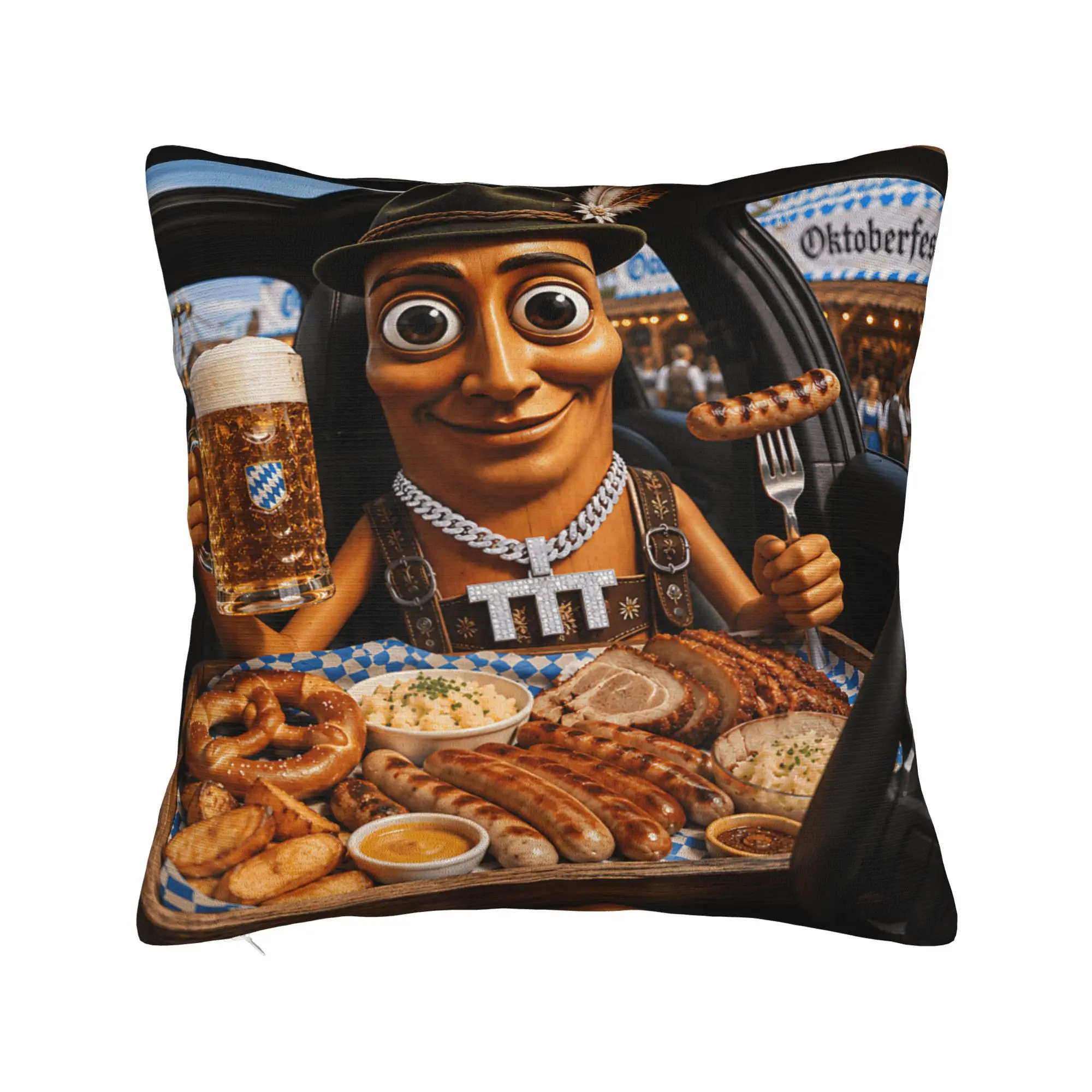 Pillow Case Drive Thru Oktoberfest Feast Tung Sahur Car Mukbang Brainrot Print  Pillow Cover For Sofa Home Decor Pillowcases