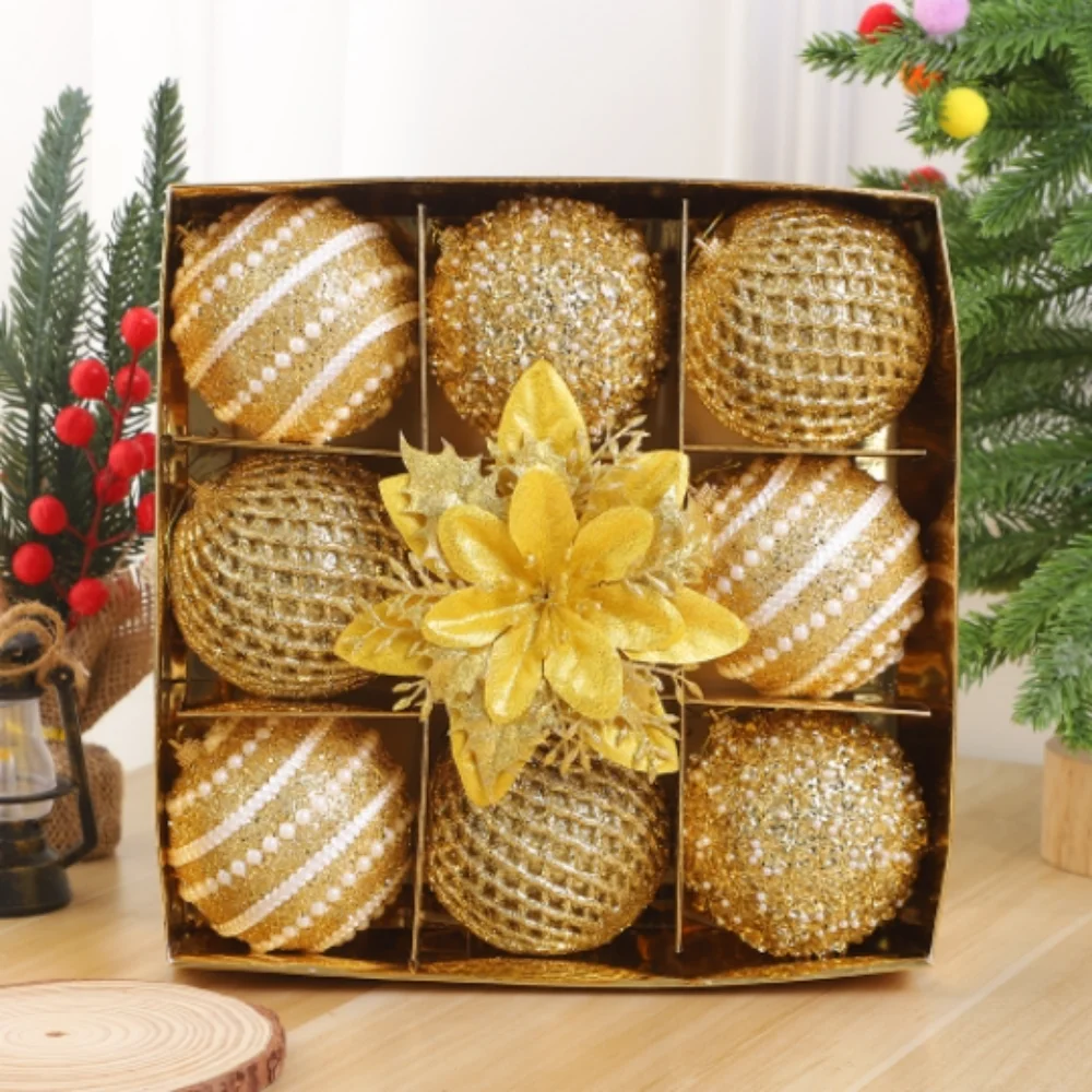 

Креативный набор рождественских шаров 8 см, подарочный шар из пенопласта, подвесной кулон на рождественскую елку, рождественские украшения, рождественские безделушки, шар с рождественским орнаментом