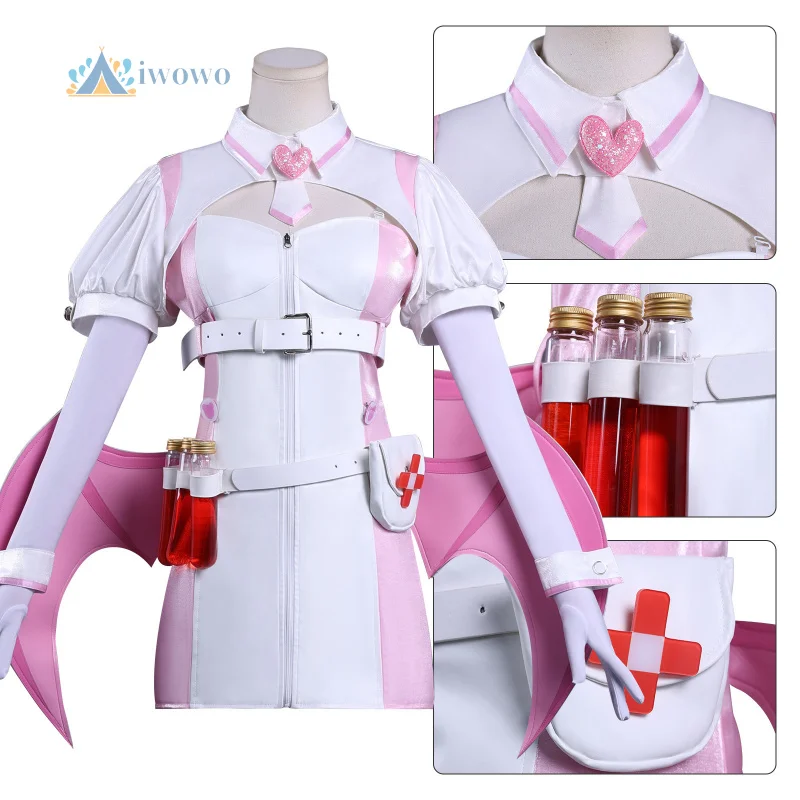 Juego Muse Dash Nocturne Bloodheir Buro disfraz Halloween vampiro enfermera síndrome de sangre mujeres vestido rosa uniforme de fiesta de Carnaval