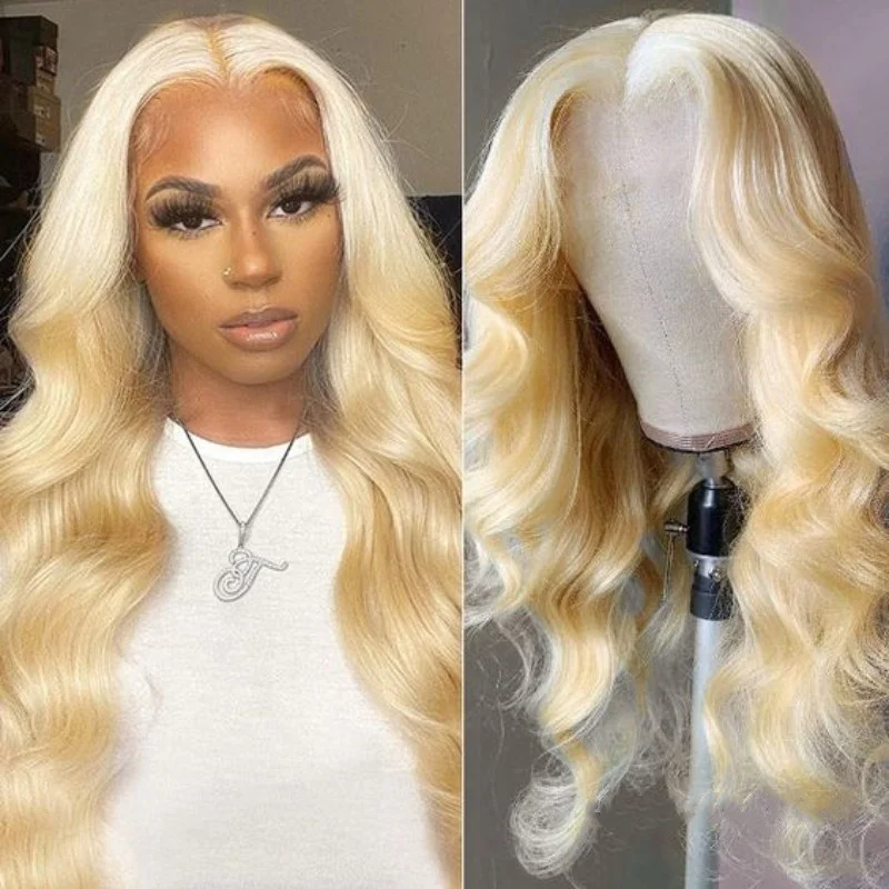 613 Blonde Wear and Go Body Wave Human Hair Wig Pre-cut 6x4 Closure Lace Front Human Hair Wigs Glueless Body Wave 150% Density