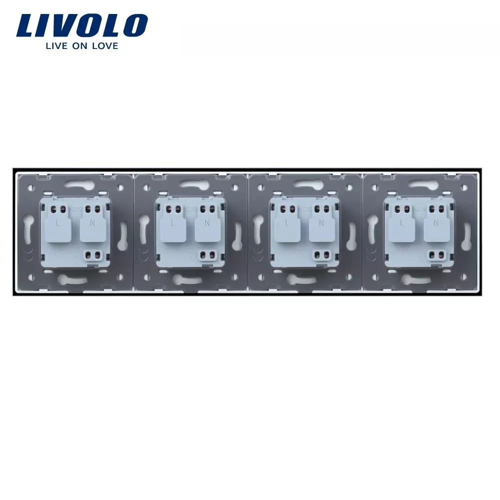 New Livolo EU Standard Socket, Crystal Toughened Glass Outlet Panel, Triple 16A Wall Power Sockets Without Plug,VL-C7C4EU-11