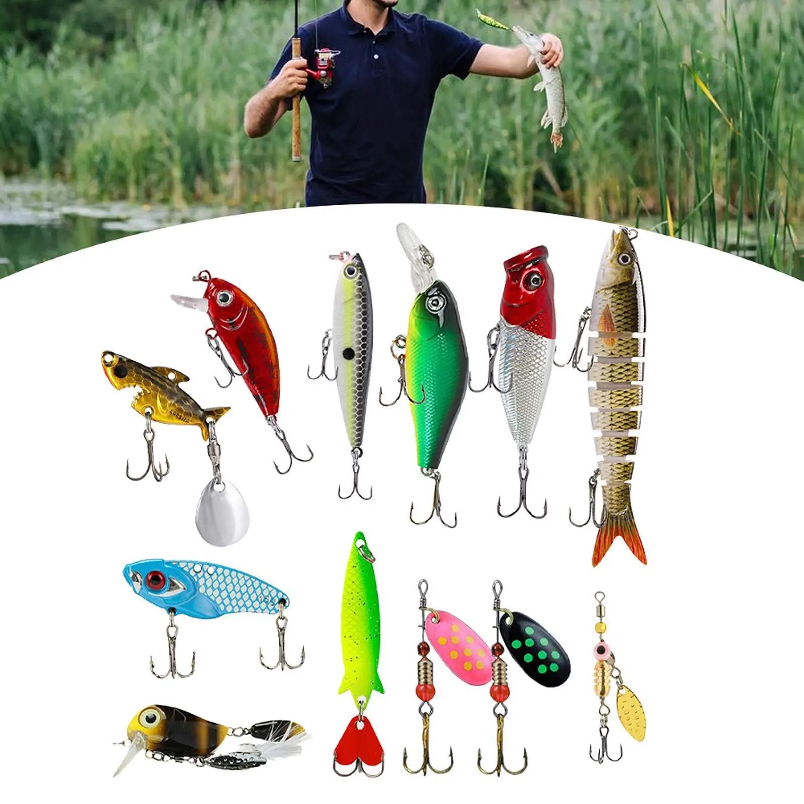 12 Pieces Fishing Lures Swimbaits Bionic Lures Lifelike Saltwater with Hook