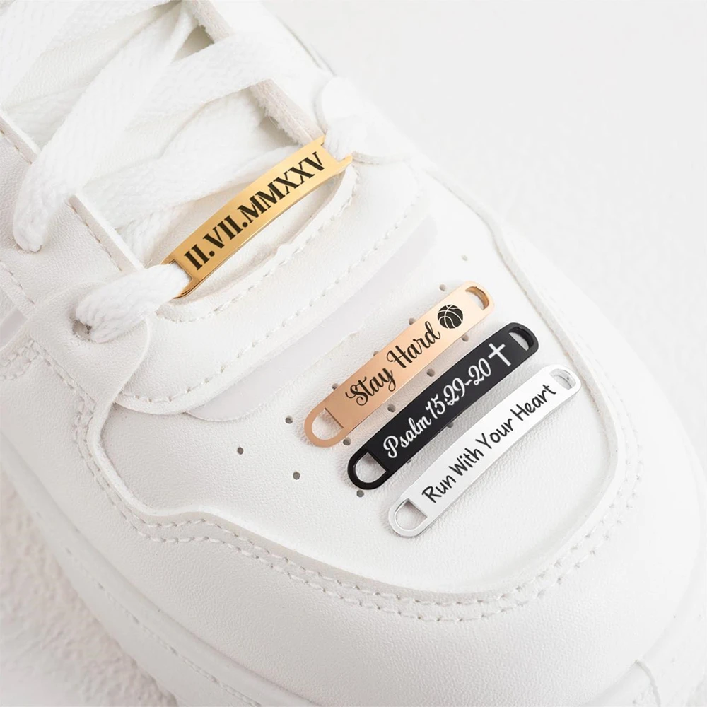 Running Shoe Tag Personalized Engraved Name Shoe Buckle Stainless Steel Custom Date Shoe Lace Charm Sneaker Decorations Jewelry
