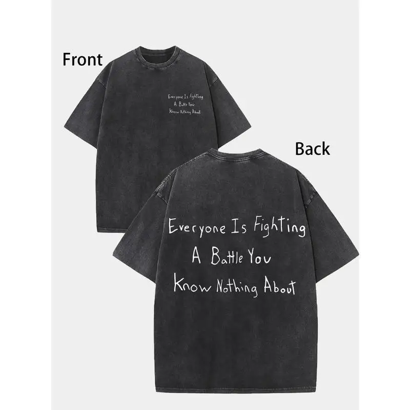 

Cotton Double-Sided Tee Loose and Comfortable Washed Out Pure Cotton Double Sided Printed T-shirt Soft Breathable and Comfortabl