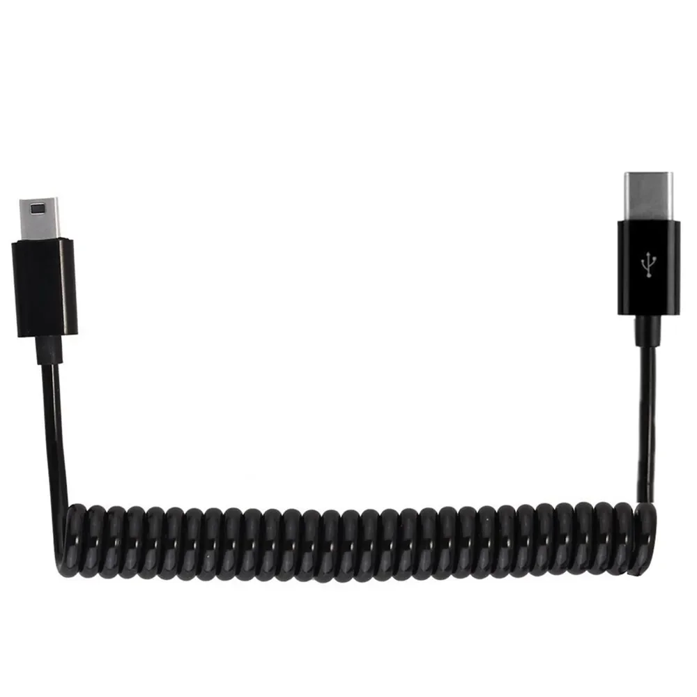 Data&Charger Spiral Coiled USB 3.1 Type C Male To USB 2.0 Micro 5Pin & Mini USB Stretch Spring Curl Flexible Cable 1m 3m Phones