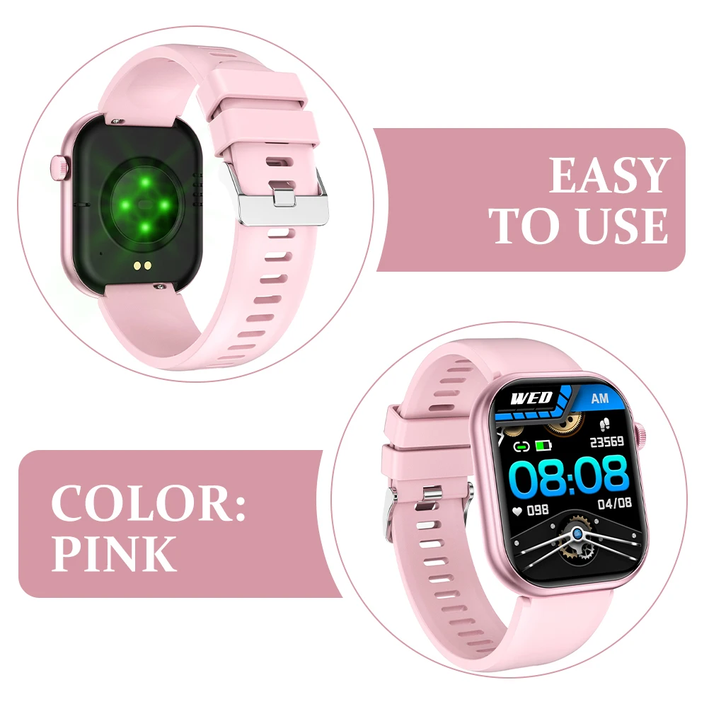 Large Screen Smartwatch Fitness Tracker Black Silicone Band Heart Rate Monitor Outdoor Sport Watch Real Time Steps Counter