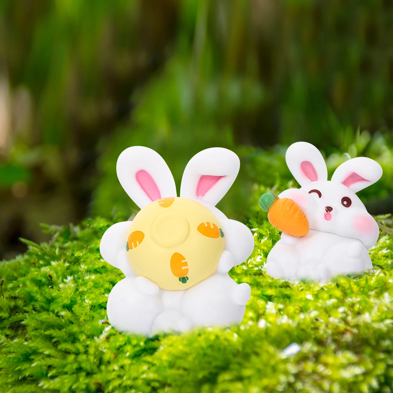

6 Pcs Bunny Ornament Small Figurines Rabbit Fairy Statue Resin Miniature Decorative