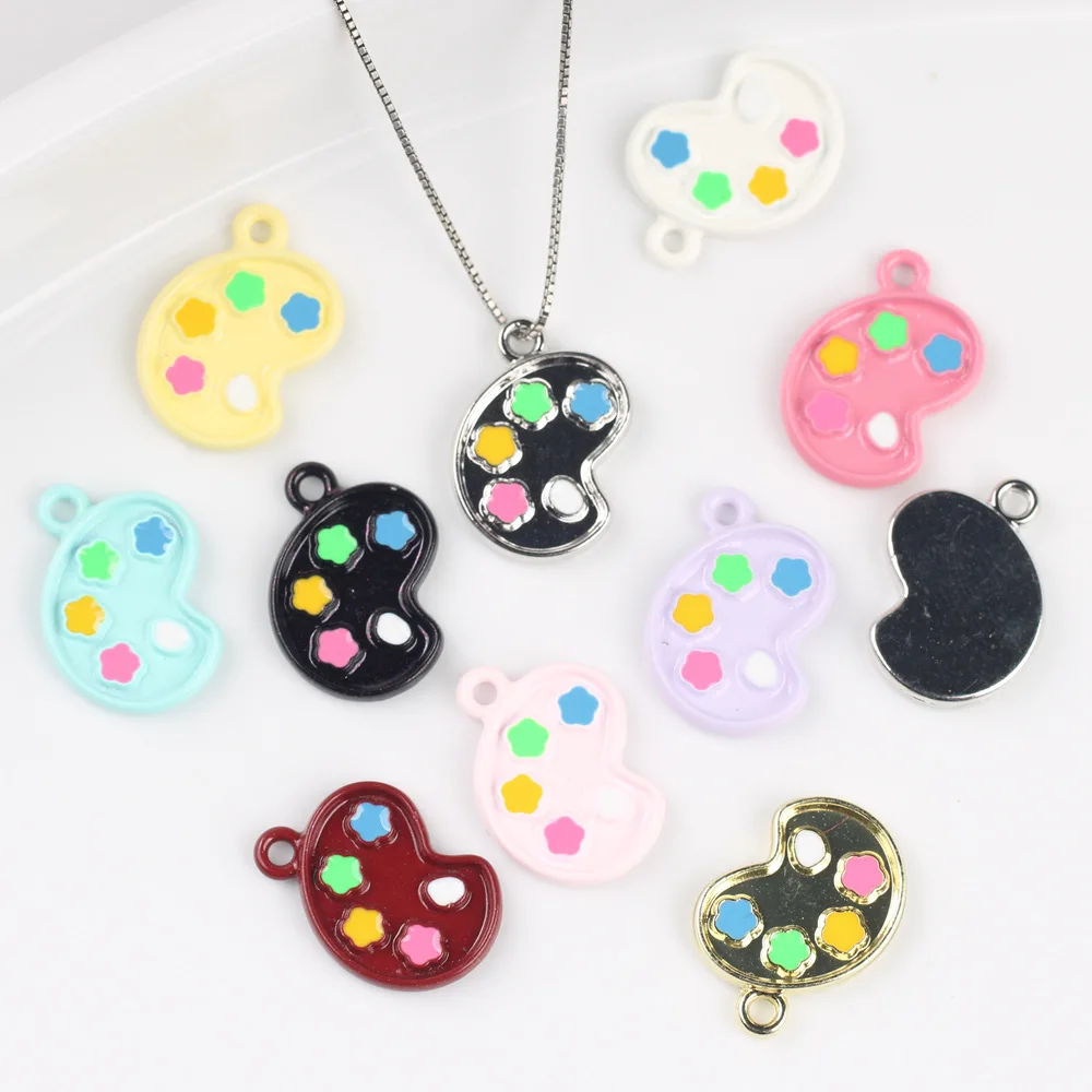 100pcs Handmade Painted Plate Jewelry Pendant Charms Alloy Necklace Earrings Pendant Connectors Diy Jewelry Making Findings