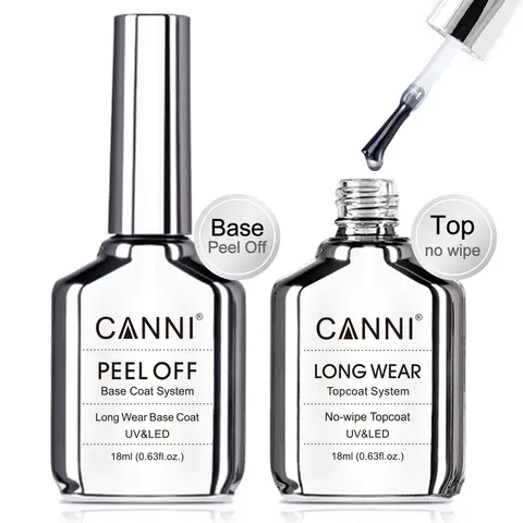 Canni TPO FREE HEMA FREE 18ml Long Wear Diamond Nowipe Top Coat Peeloff Base Coat Soak Off UV LED Gel Polish Nail Manicure