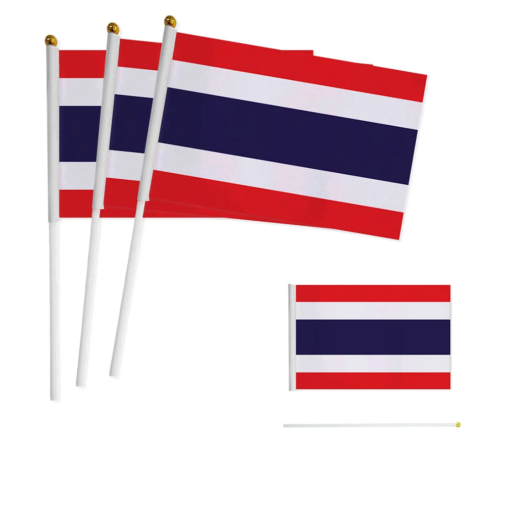 Z-ONE FLAG 100pcs Thailand Hand Flag 14*21cm Polyester Thai Flag Plastic 30cm hand waving flags Flagpoles Decor