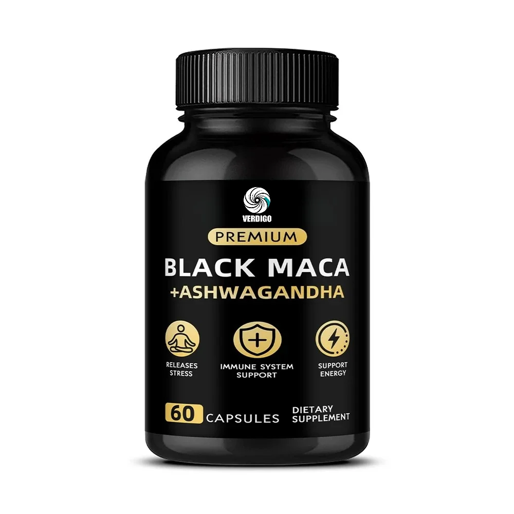 Maca Root Capsules with Ashwagandha, Support Energy, Endurance and Performance, Builds Muscle and Strength