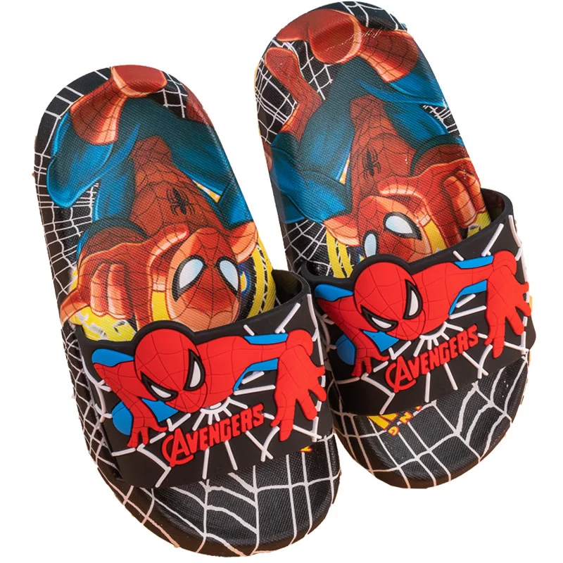 Disney Kids Slippers for Boys Summer Beach Indoor Slippers Cartoon Spiderman Home Soft Non-Slip Children Slippers Garden Shoes