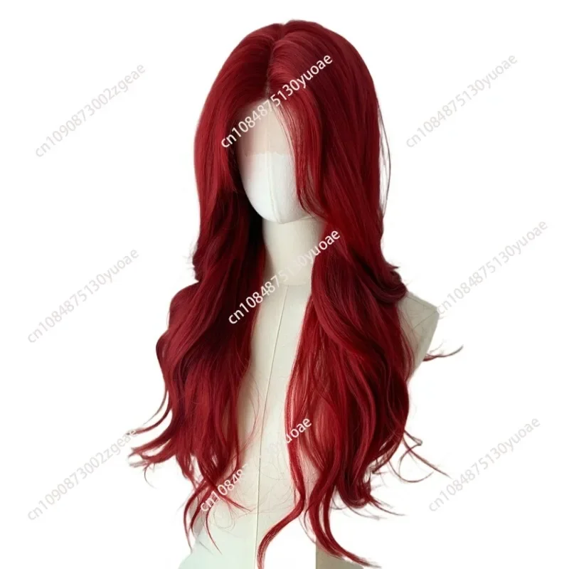 Red Wavy Hair Wig for Female, Full Hood, Big Curly Hair, Long Hair