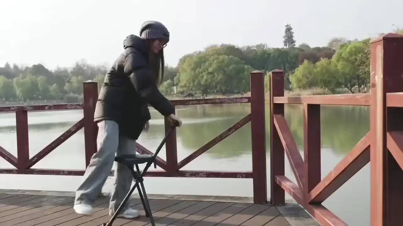 Lightweight Multi-Functional Anti-Slip Elderly Cane Portable Outdoor Triangular Folding Hiking Stick with Iron Tip Modern Style