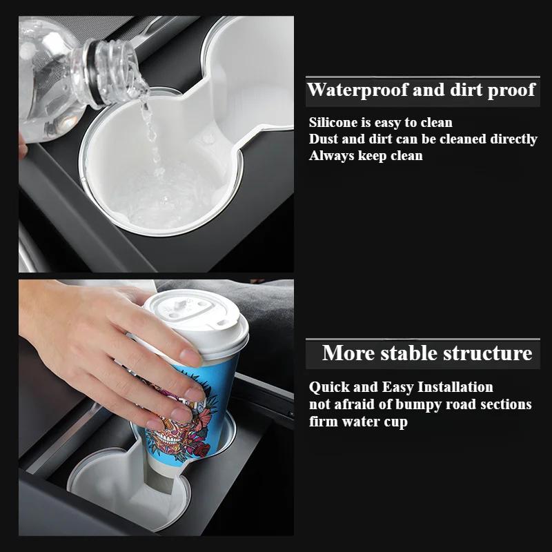 Rear Seat Water Cup Holder Compatible For Tesla Model 3 Highland 2024 Central Control Cup Holder Card Slot Fixing Limiter Mounts