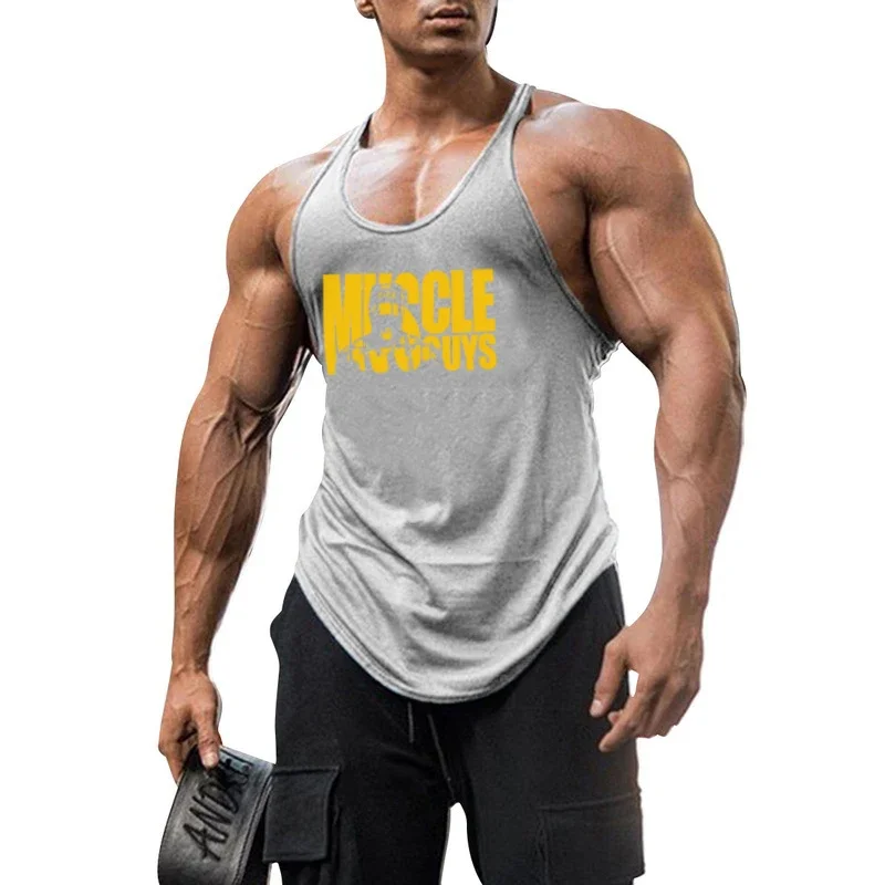 

Men Y Back Pure Cotton Muscleguys Fitness Brand Gym Sports Graphic Printed Bodybuilding Clothing Workout Sports Vest