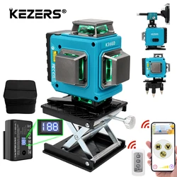 KEZERS Green Laser Level 3D/4D 12/16 Lines Self leveling 360 1PC 4000mAh Li-ion Battery лазерный уровень Remote Control