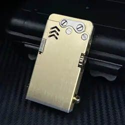 Handmade Brass Mechanical Automatic Ignition Gasoline Lighter and Titanium Alloy Material Gift Box