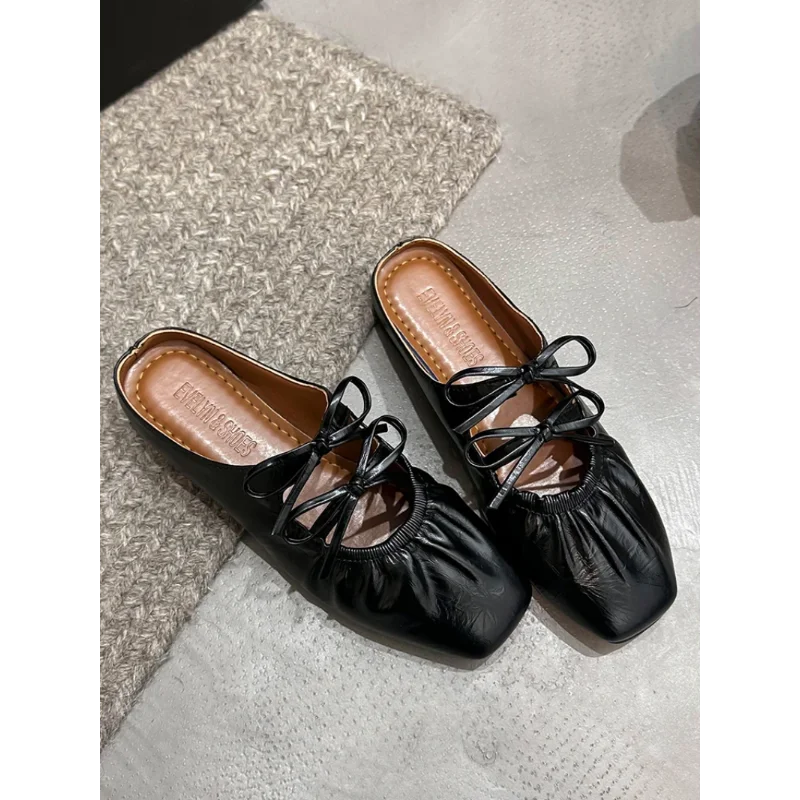 

Silver Color Women's Slip-On oes Spring Summer Anti-Slip Low Heel Comfortable Breathable Leather Interior Heightening Sandals