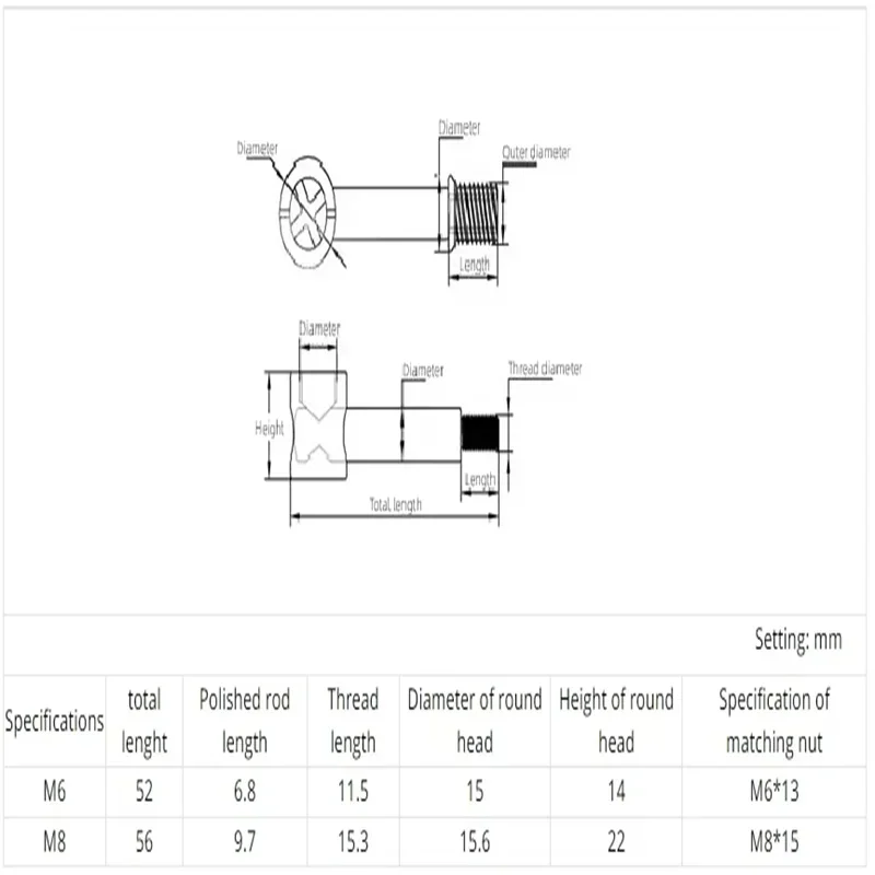 M6 Carbon Steel Of Iron Four In One Connectors Bed Assembly Hammers Nuts Screws Eccentric Wheels Furniture Hardware Accessories