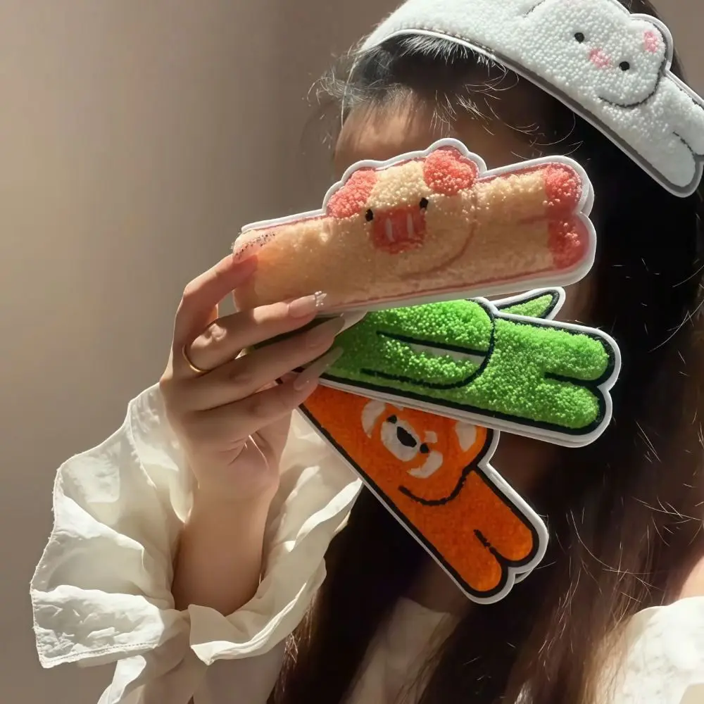 Cute Long Animal Shape Cartoon Headband Soft with Hook and Loop Closure Face Washing Headband Bangs Hair Clip Hair Accessory