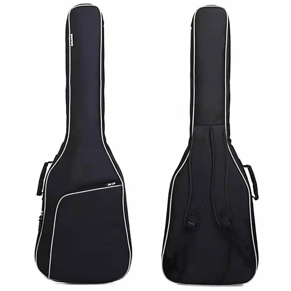 Bolsa de guitarra/bajo gruesa con borde blanco y negro Simple, mochila con almohadilla de algodón de 10mm, funda para bolso de hombro, Estuche de transporte