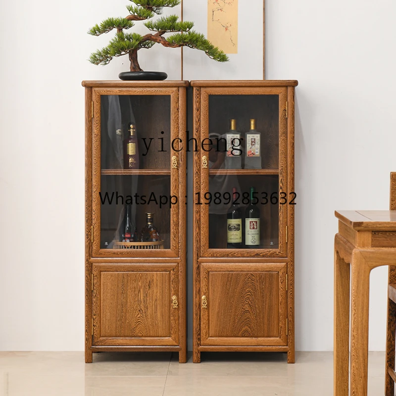 ZZk Sideboard Cabinet Solid Wood Tea Cabinet New Chinese Style Sideboard Single Door Locker