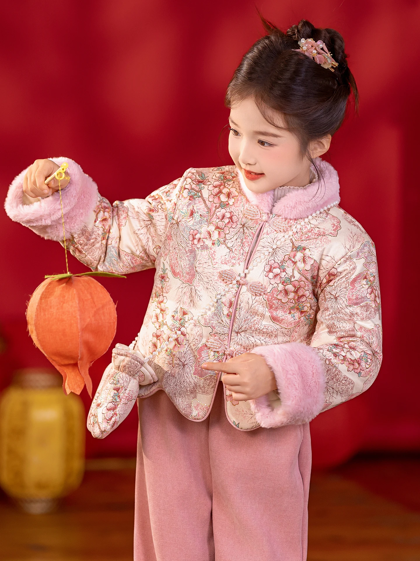 

Комплект новогоднего одежды из хлопка на подкладке для девочек, зимний теплый толстовка Thiened Long Sve round Ne, традиционный ...