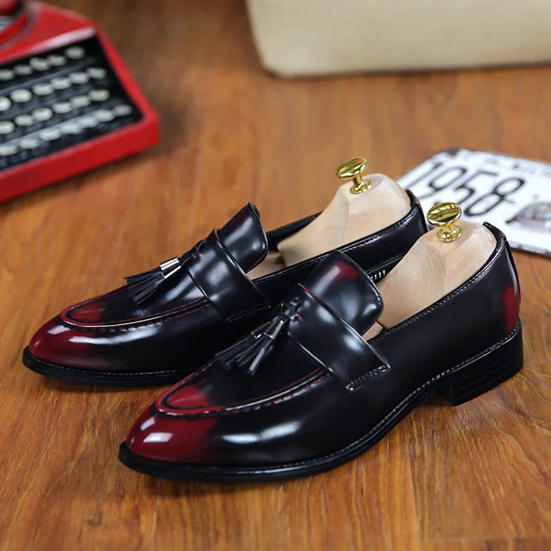 

Модные мужские модельные туфли с кисточками, официальная обувь без шнуровки с острым носком, мужская удобная кожаная социальная обувь для мужчин, zapatos para hombre