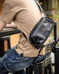 SENOFAN New Original Cowhide Genuine Leather Men's Bags Commuting Leisure Shoulder Crossbody Bag Motorcycle Chest Bag Soft Large