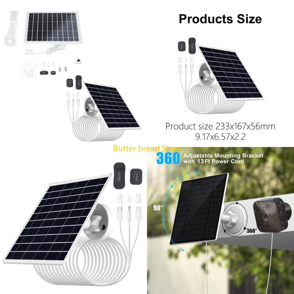 W89C Intelligent Solar Charging Panel, 8W, for XT2/ New Outdoor Surveillances Cameras, High Efficiency with Safety Features