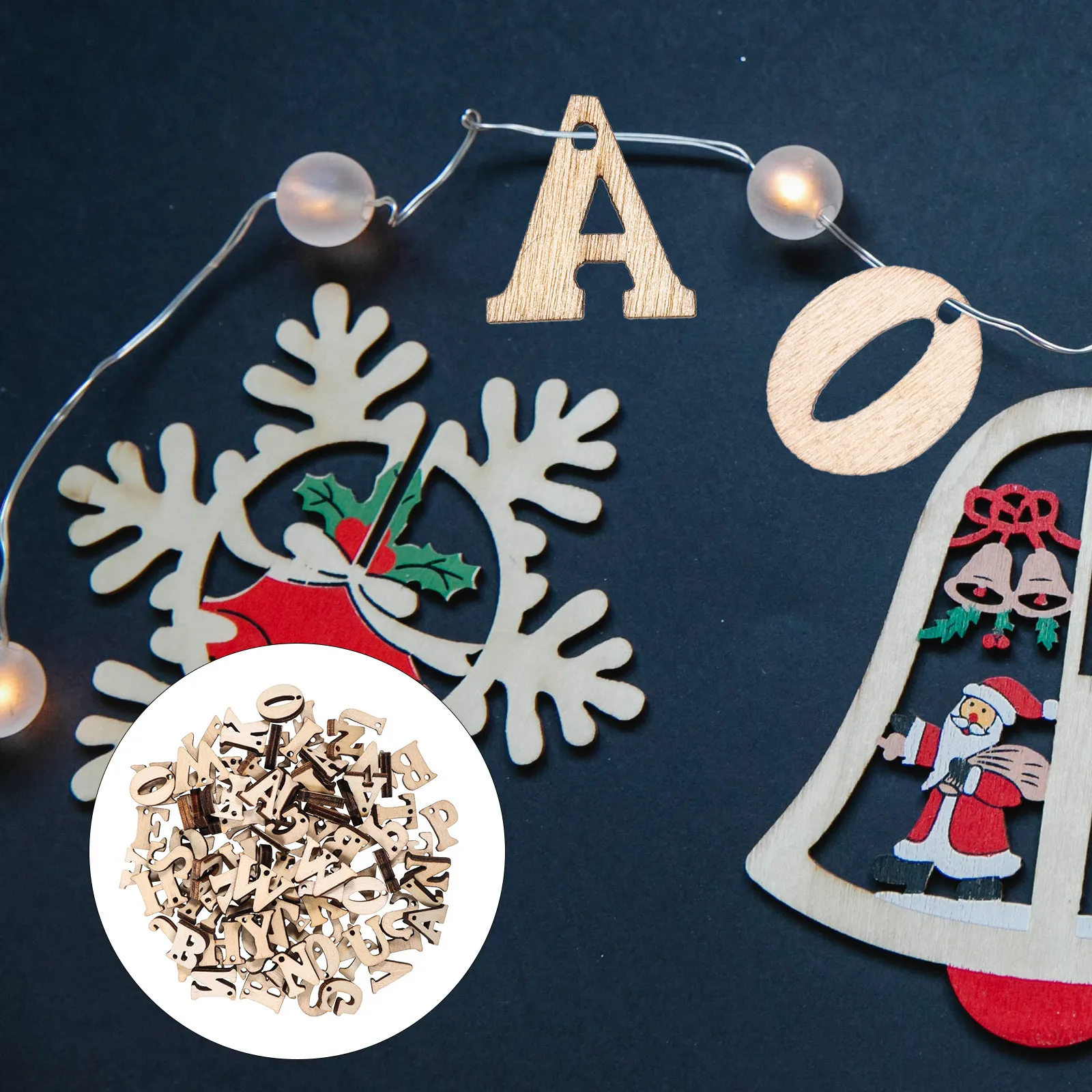 

100 PCS Wooden Discs Letters Unfinished Natural Wood Craft Alphabet Decoration Scrapbooking Wedding Christmas Kids