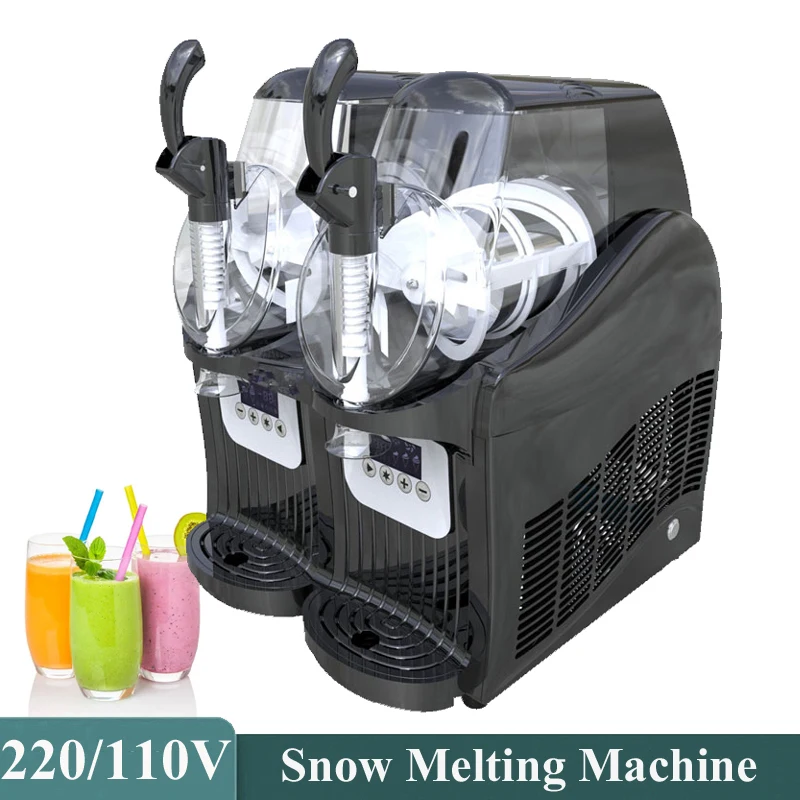 Double Slot Snow Melting Machine Automatic Snow Mud Maker Ice Beverage Cold Drink Machine Slush Ice Machines 2L