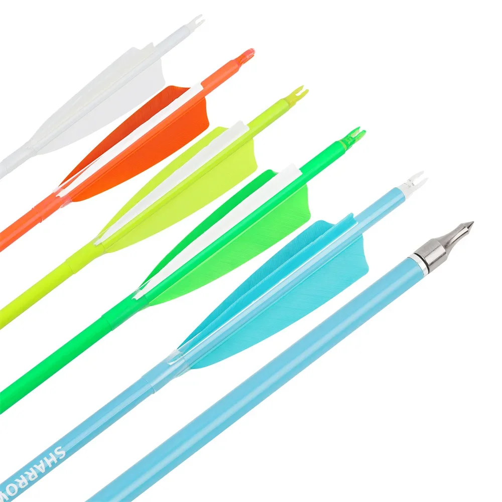 6/12pcs 30 Inch Mixed Carbon Arrow Spine 500 600 4 Inch Natural Feather 100 Grain Point for Compound Recurve Bow Archery