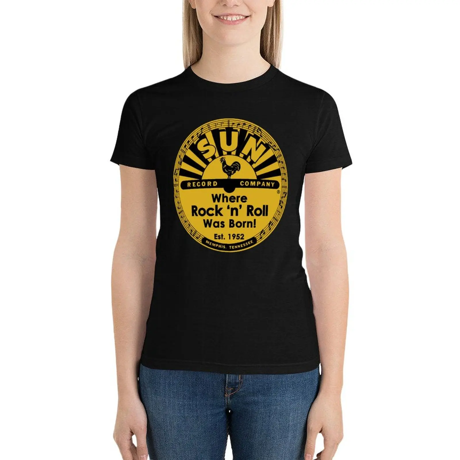 BEST SELLING - Sun Records Logo T-Shirt plus size tops summer clothes black t shirts for Women