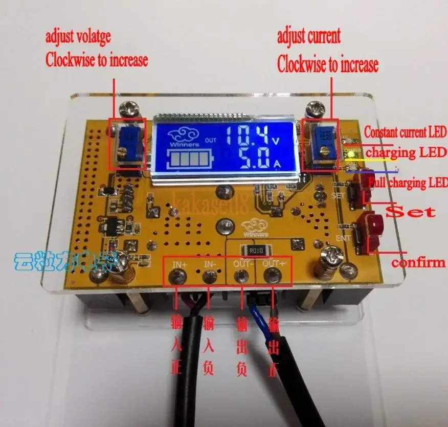 Fuente de alimentación de 10A DC-DC CC CV ajustable, reductor de 7V-36V a 1,5-35v, 12V, 24V, Controlador LED de carga de batería