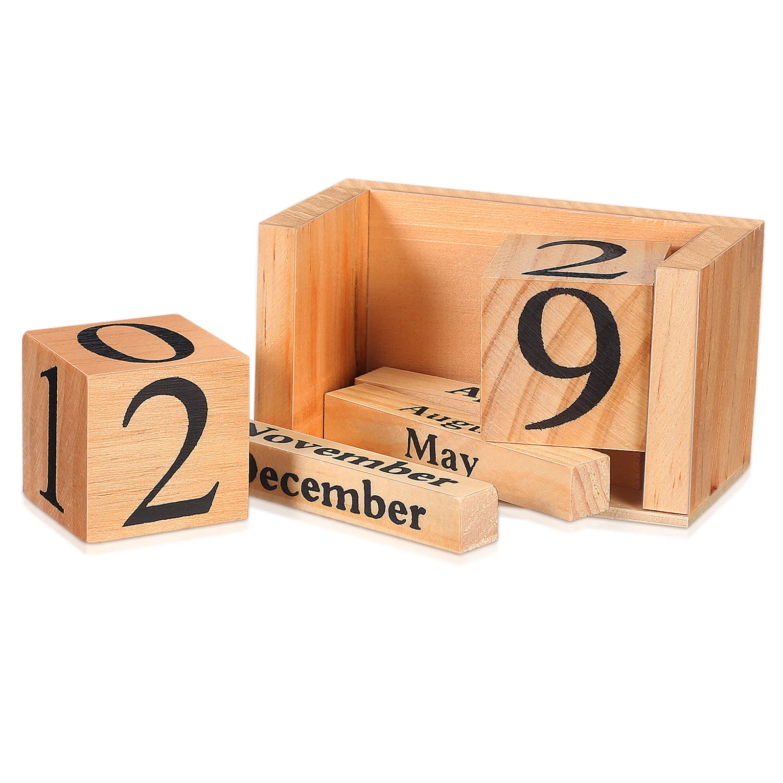 Elegant Wood Desk Calendar European Style Perpetual Block Calendar Office Desktop Supply Daily Use Office Supply