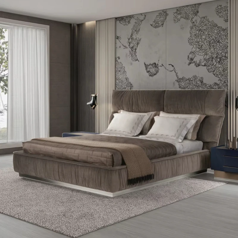 Bed King Deluxe Frame Wooden Bed with Storage Modern King Sheets Super Bedroom Furniture King Bed