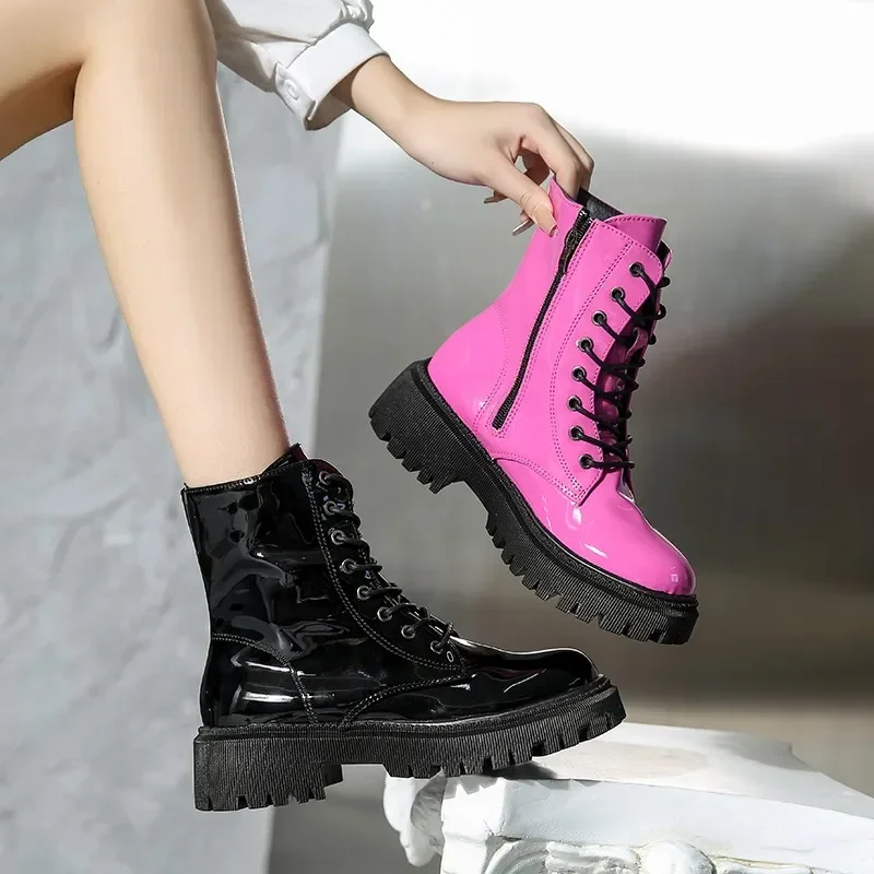 2024 Women Colorful Fashion Ankle Boots Gothic Platform Punk Winter Black High Heels Sexy Ladies Shoes Combat Boots for Women