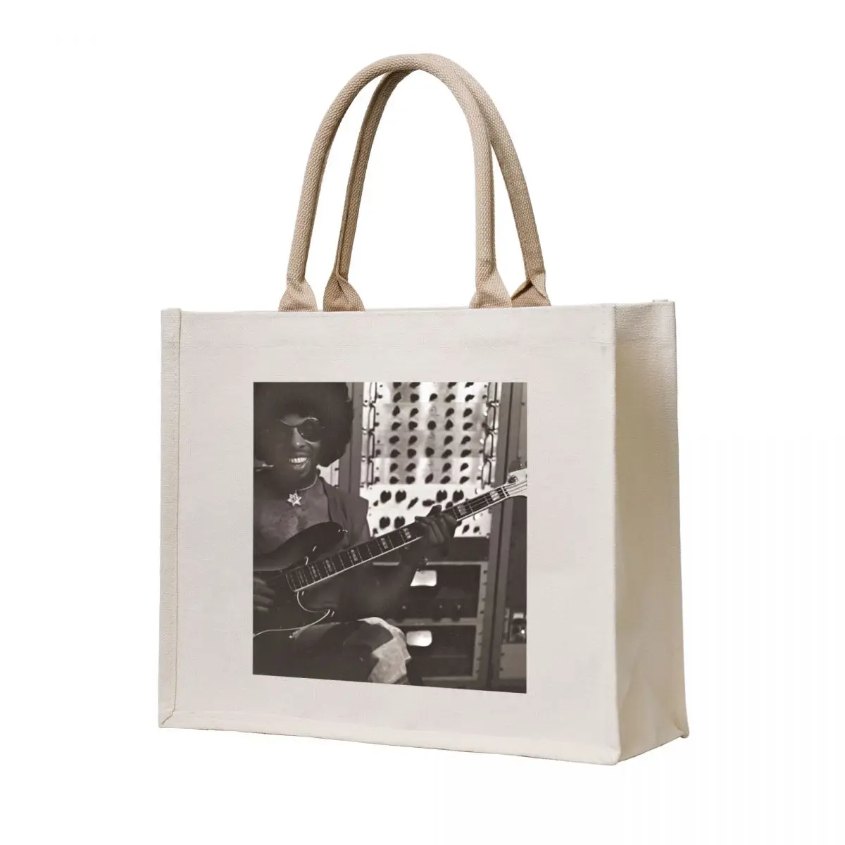 

Sly Stone Playing Bass in the Studio Tote Bag large size bags shopper bag women canvas tote bag university