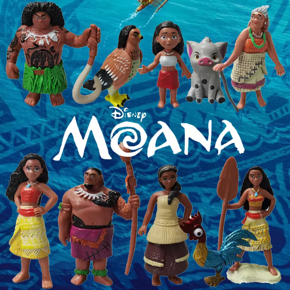 6/10 unids/set 6-12cm princesa Maui jefe Tui Tala Heihei Pua figura de acción Brinquedo juguetes para niños regalo de Año Nuevo 3 vendido