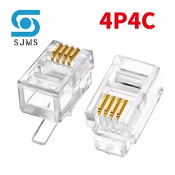 50Pcs Telephone 4Pin connection Crystal Head RJ11 4P4C Modular Plug Gold Plated Brand New Network Connectors