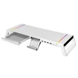 Computer Notebook Monitor Stand Riser Mount with Storage Drawer Tabletop Bracket with 4 USB Ports Desk Heavy Duty Dormitory