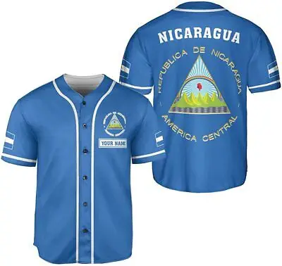 Men's Baseball Shirt Custom Nicaragua Flag 3d Print Mesh Baseball Jersey Shirt Top Tee Men Streetwear Short Sleeve Sport