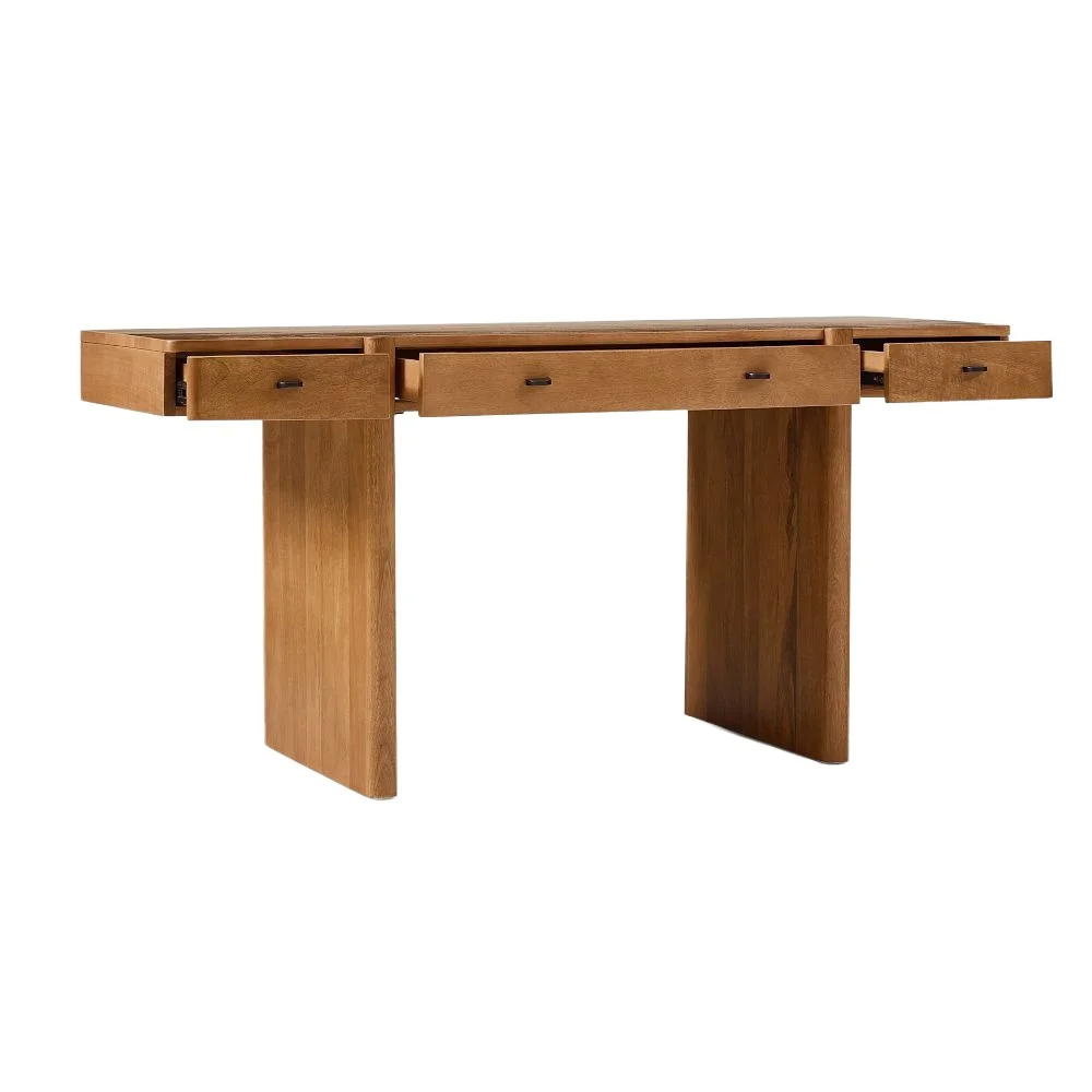 Wabi-Sabi Solid Cherry Wood Writing Desk with 3 Drawers Vintage Study Table Learning Desk Pine Wood Office Computer Desk