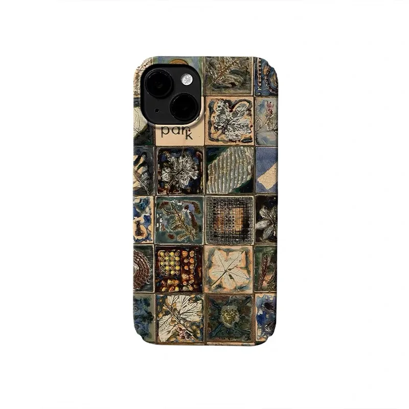 

Ins Ceramic Splicing Brown Phone Case for IPHONE 17 Air 16E 15 PROMAX 14 Plus 13 12 MINI 11 PRO 16Plus XR XS Acrylic Phone Cover