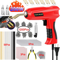 200W Plastic Welder Machine Repair 4/6 Types Nails Weld Rods Hot Stapler Plastic Repair Kit 2 in 1 Car Bumper Plastic Welder Gun