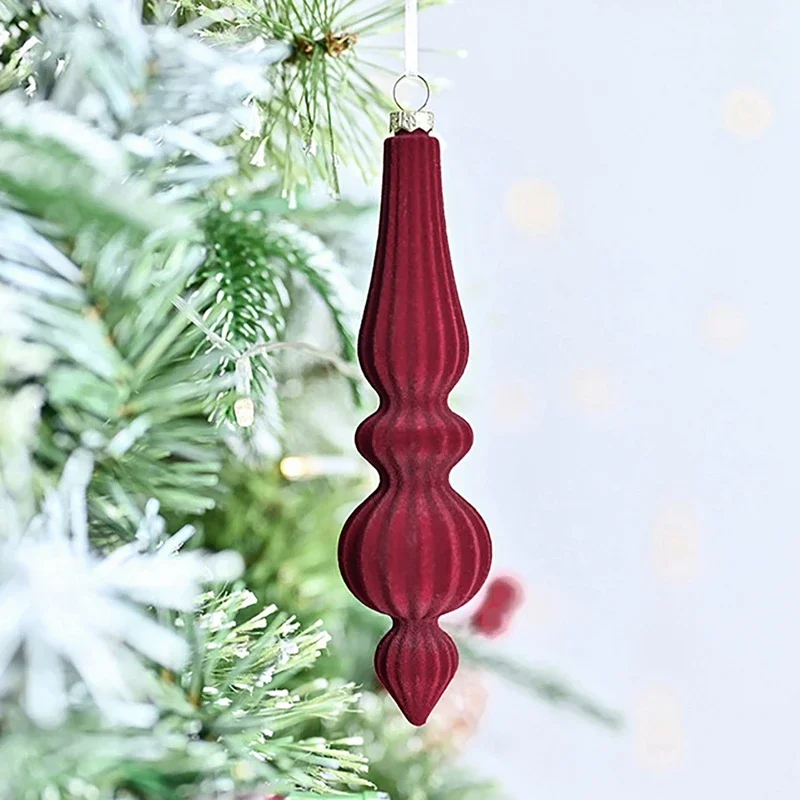 6pcs/box Xmas Tree Pendants Velvet Gourd Hanging Window Scene Set Home Decor Christmas Tree Hanging Pendant Noel Natale