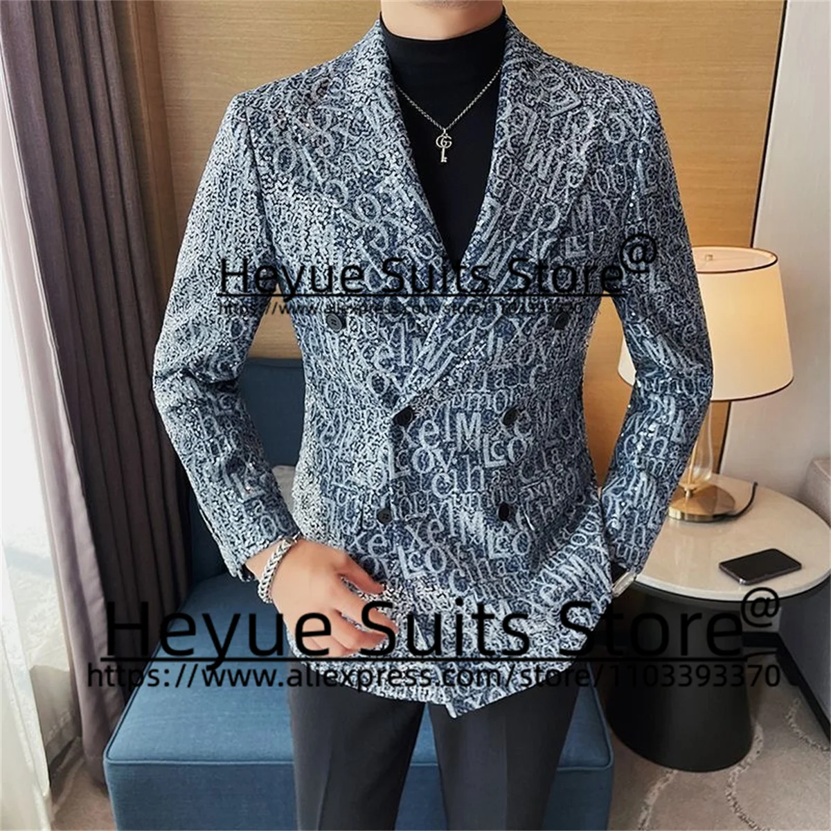 

Fashion Prom Men Suits Slim Fit Double-breasted Groom Formal Tuxedos2 Pieces Sets Custome High Qublity Male Blazer Costume Homme